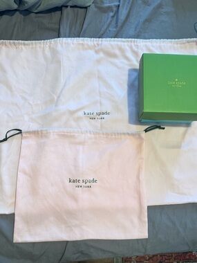 2 kate spade Light Pink Dust Bags with Green Box